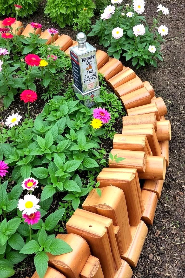 Cedar Log Edging - 24 Garden Edging Ideas