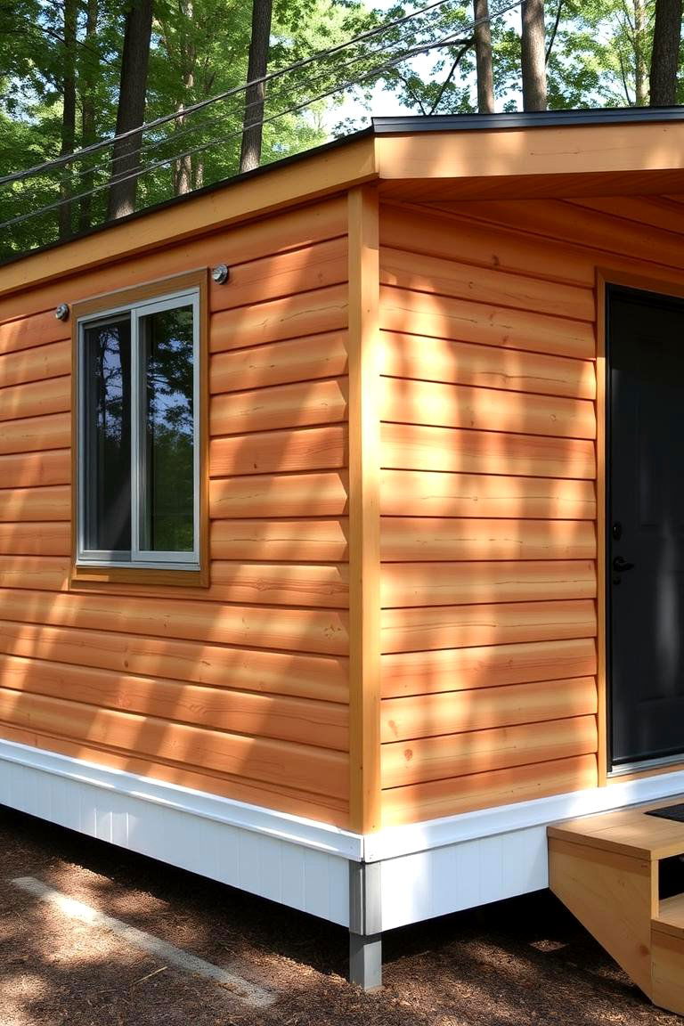 Cedar Panel Siding for a Warm Natural Look - 24 Mobile Home Siding Design Ideas