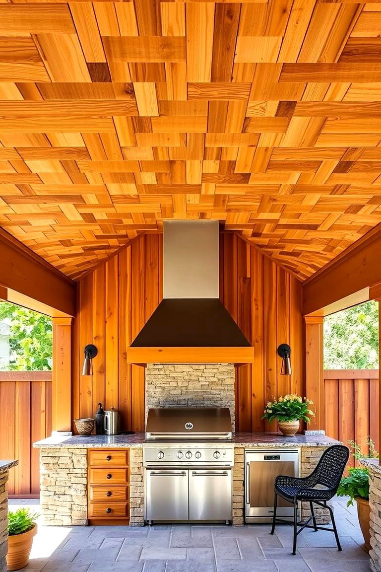 Cedar Shake Roof - 24 Outdoor Kitchen Roof Ideas