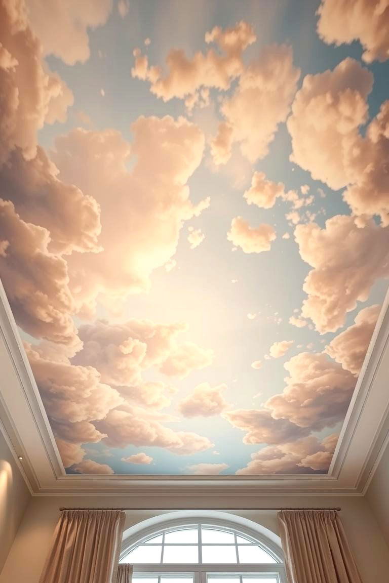 Ceiling Cloud Murals - 24 Cloud Themed Nursery Ideas