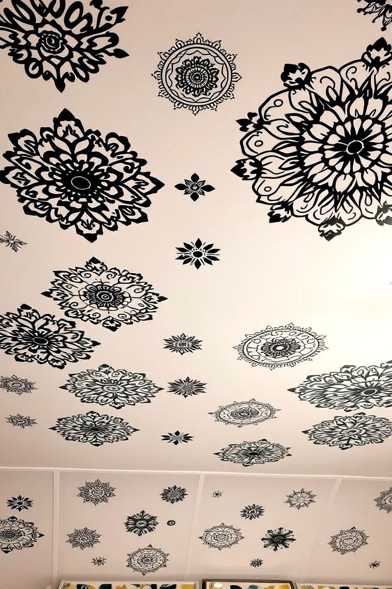 Ceiling Decals with Stylish Patterns - 24 Black and White Nursery Ideas