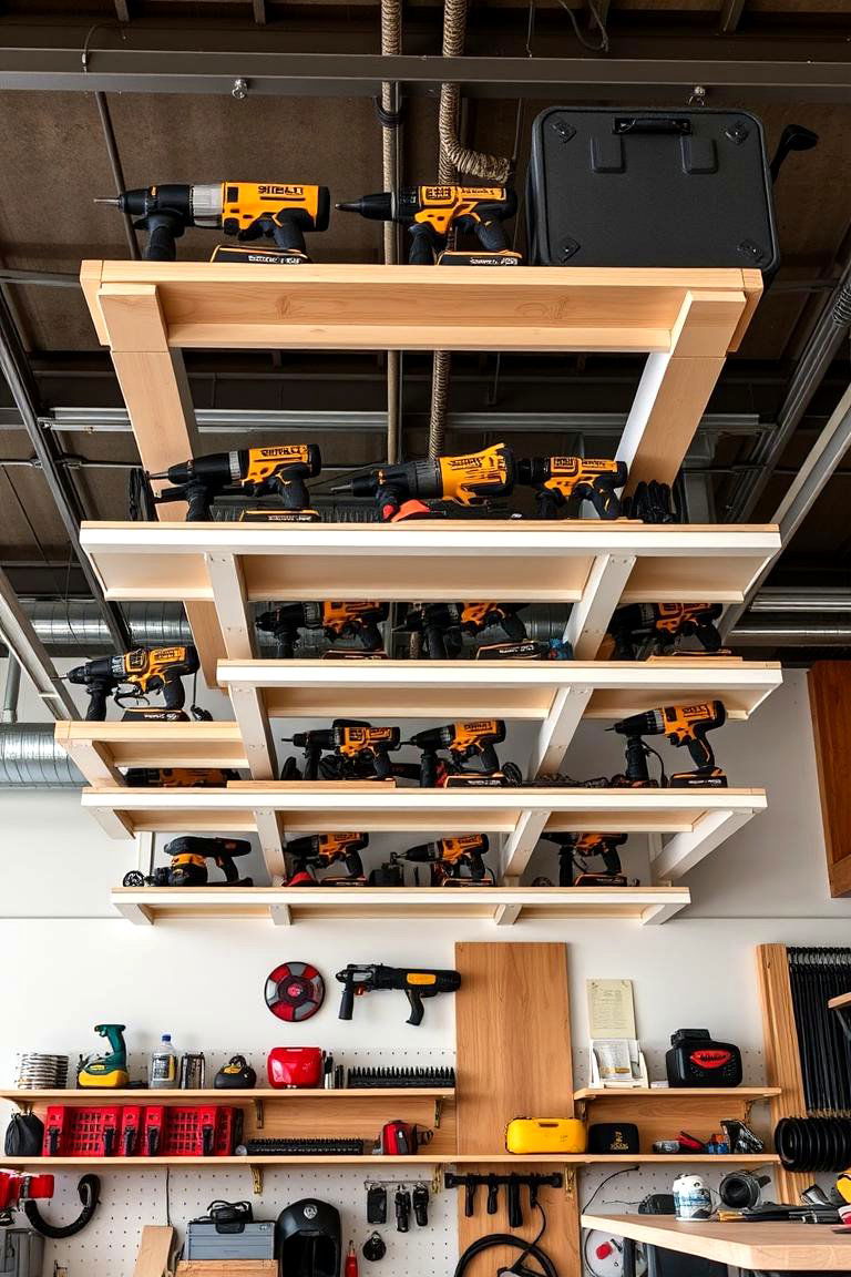 Ceiling Mounted Shelves - 24 Power Tool Storage Ideas