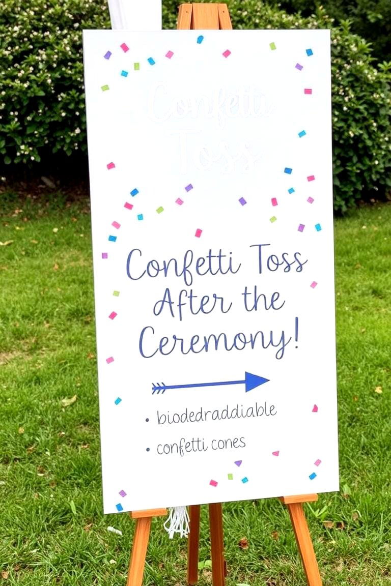 Celebrate with a Toss Confetti Toss Sign - 24 Wedding Sign Ideas