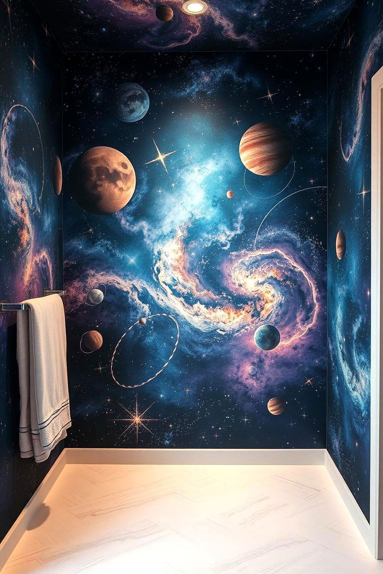 Celestial Skies - 24 Bathroom Mural Ideas