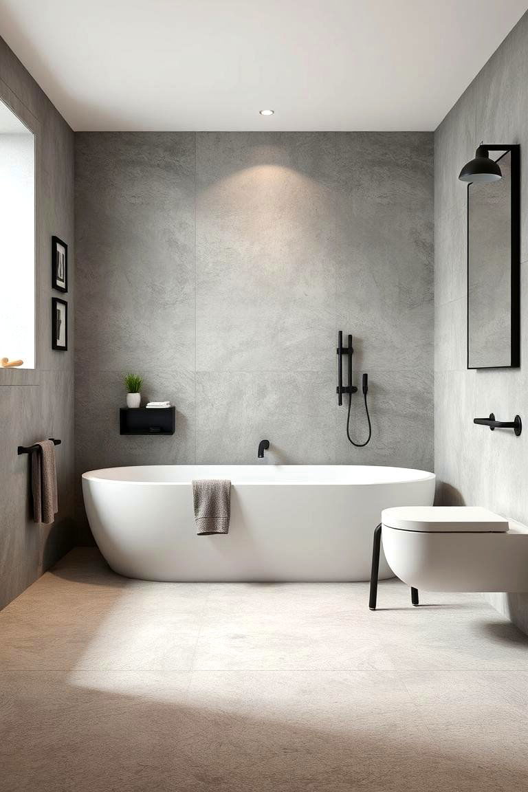 Cement Effect Tiles for an Industrial Edge - 24 Bathroom Tile Ideas