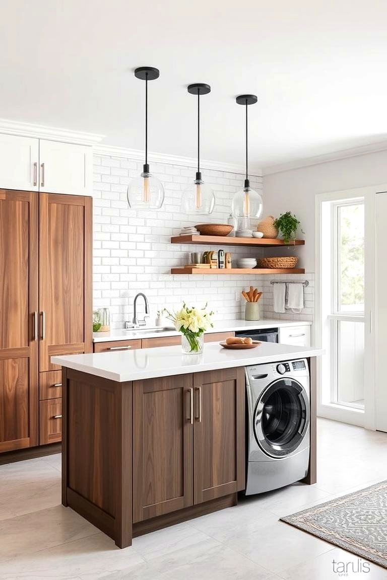 Central Laundry Island - 24 Garage Laundry Room Ideas