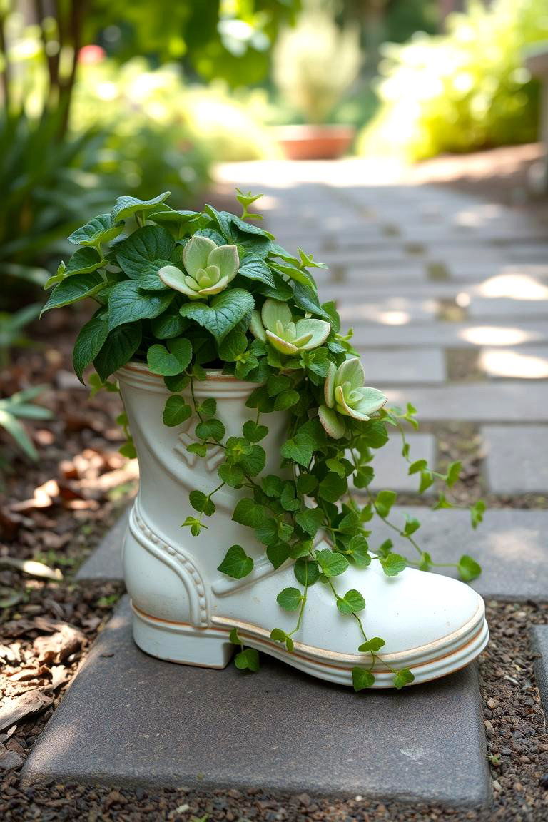 Ceramic Boot Planter - 24 Fall Birthday Party Ideas