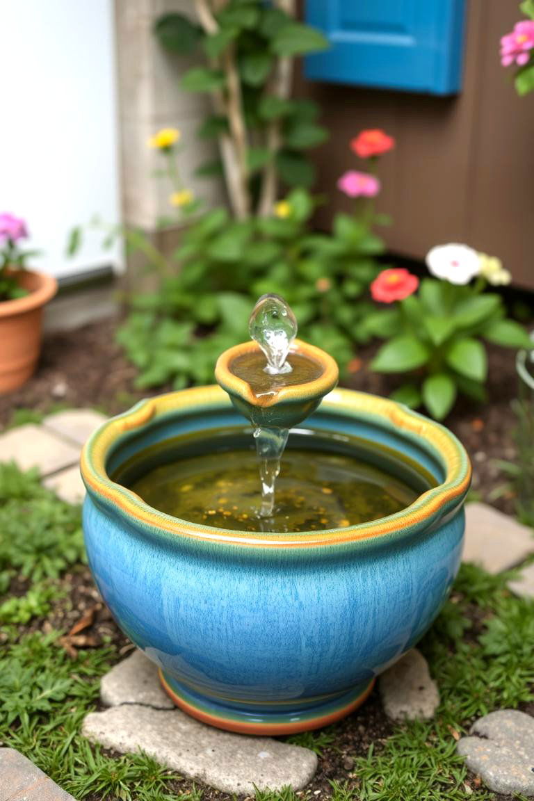 Ceramic Pot Fountain - 24 Backyard Fountain Ideas