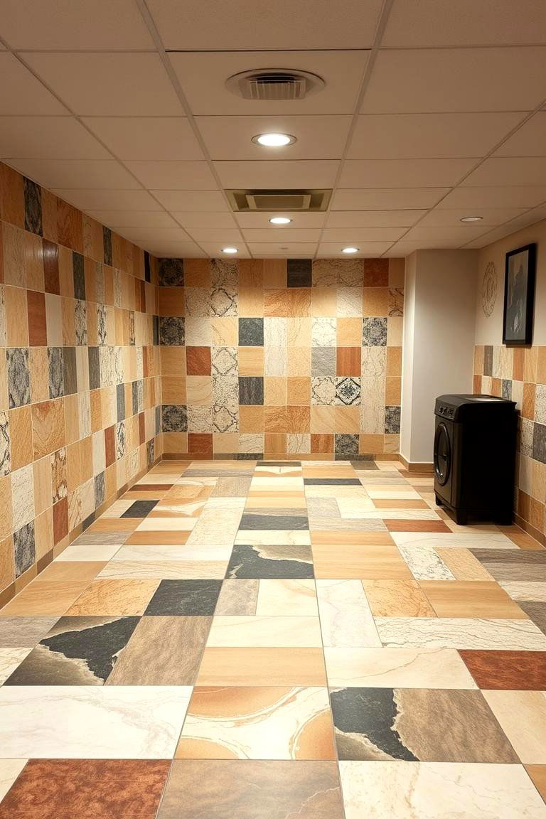Ceramic Tile Elegance - 24 Basement Floor Ideas