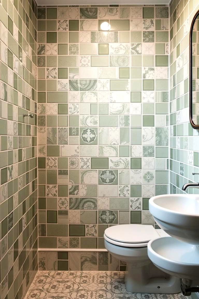 Ceramic Tile Harmony - 24 Sage Green and Cream Bathroom Ideas