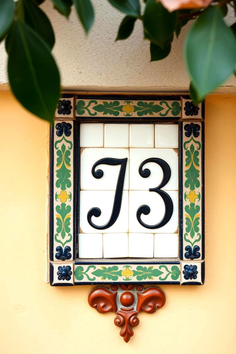 Ceramic Tile with House Number - 24 House Number Ideas