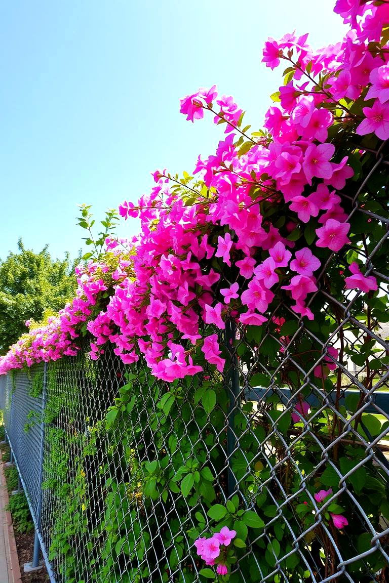Chain Link Covered with Climbing Plants - 24 Vegetable Garden Fence Ideas