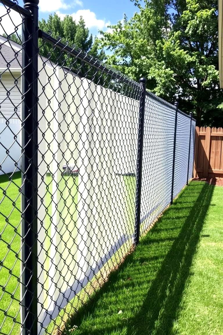 Chain Link Fence with Privacy Slats - 24 Privacy Fence Ideas