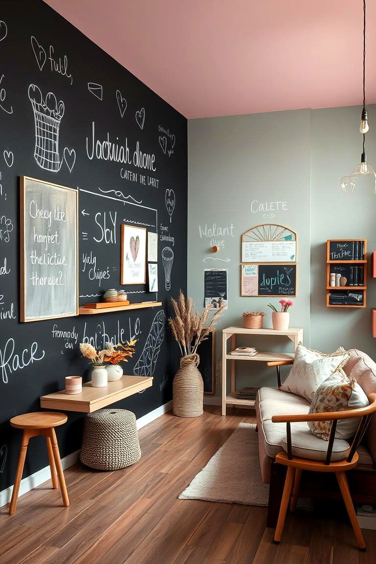 Chalkboard Art and Pastel Touches - 24 pastel goth bedroom ideas