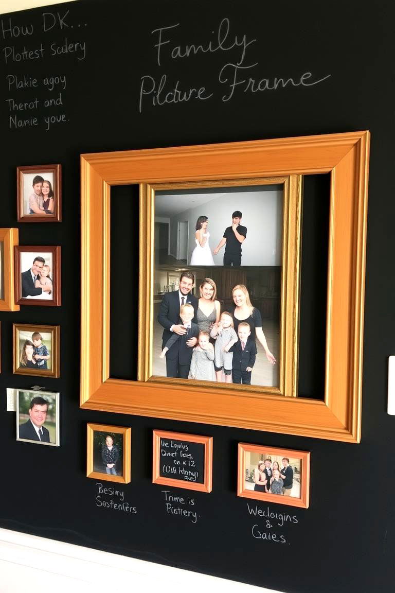 Chalkboard Frame Family Picture Wall - 24 Family Picture Wall Ideas