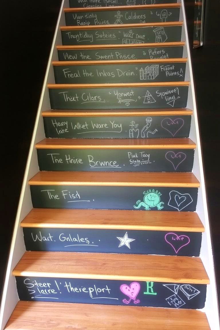 Chalkboard Paint Risers - 24 Painted Stair Ideas