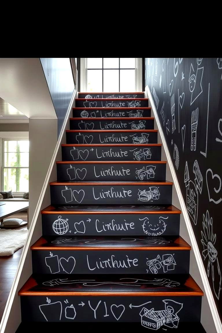 Chalkboard Paint Stair Risers - 24 Stair Riser Ideas