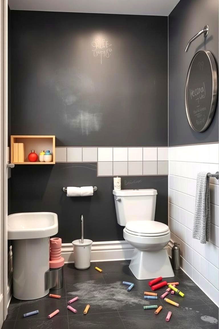 Chalkboard Paint Wall - 24 Kids Bathroom Ideas