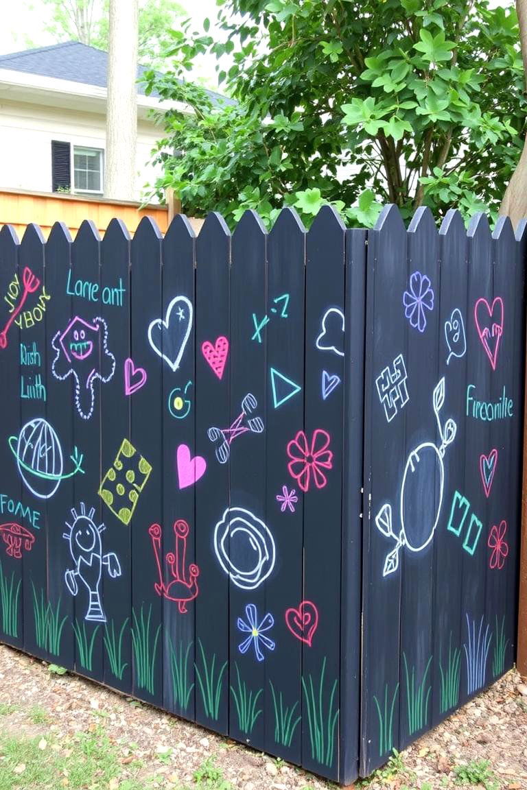 Chalkboard Paint for Interactive Fun - 24 Fence Painting Ideas