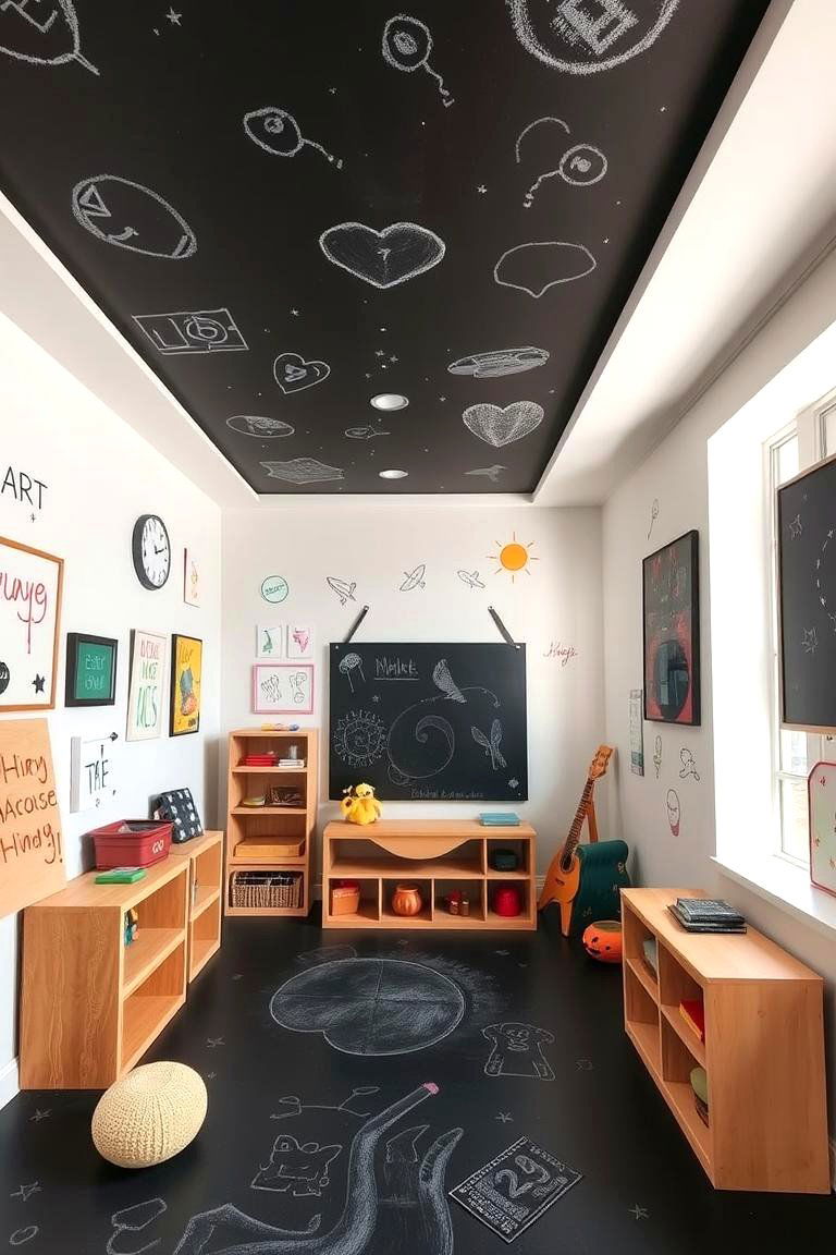 Chalkboard Style Ceiling - 24 Ceiling Paint Ideas