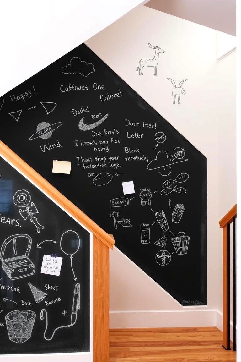 Chalkboard Wall for Functionality and Fun - 24 Staircase Wall Ideas