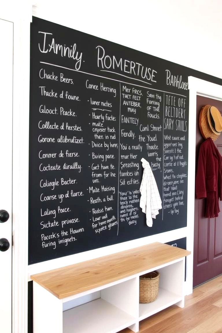 Chalkboard Wall for Notes - 24 Farmhouse Mudroom Ideas
