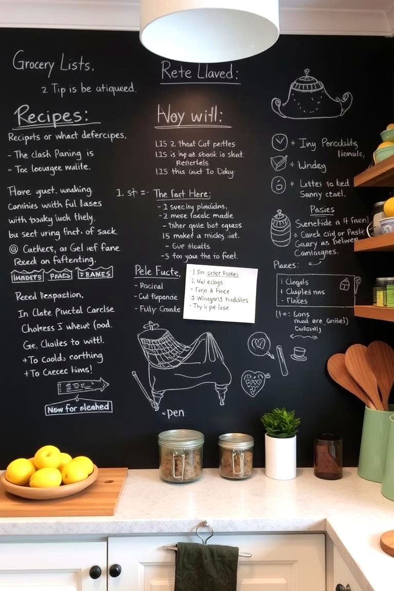 Chalkboard Wall for Notes and Art - 24 Kitchen Wall Decor Ideas