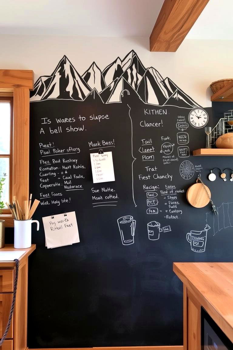 Chalkboard Wall for a Fun and Practical Element - 24 Mountain House Kitchen Ideas