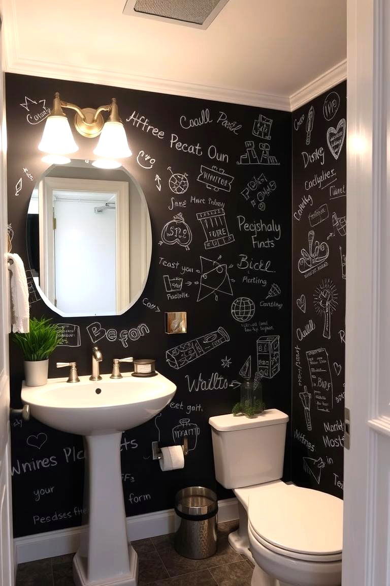 Chalkboard Wallpaper for Fun and Function - 24 Bathroom Wallpaper Ideas