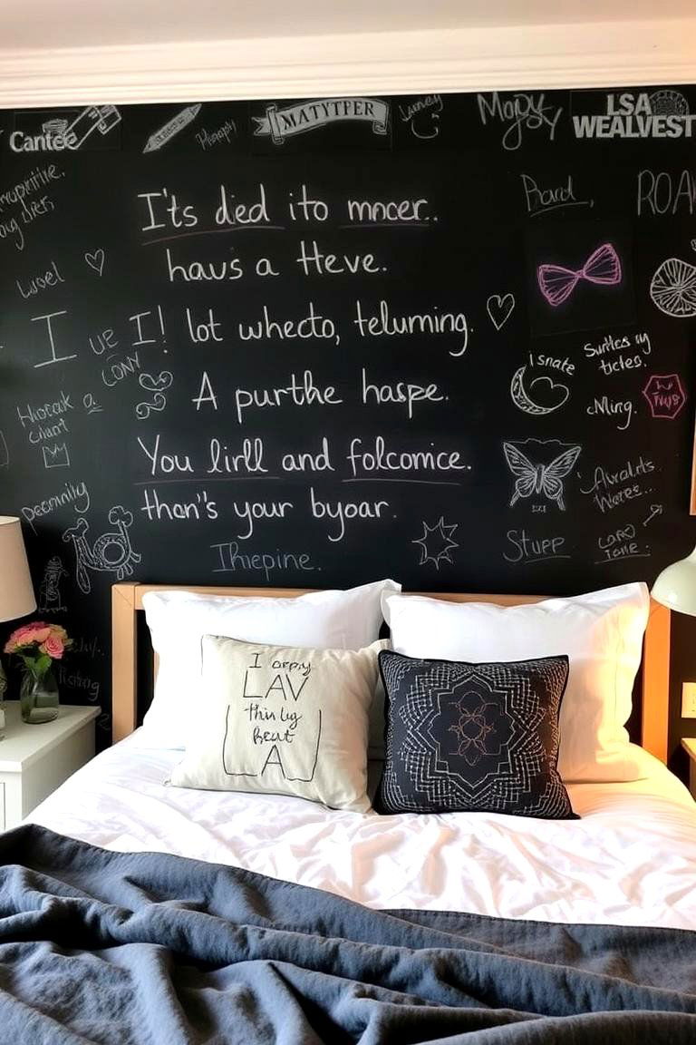 Chalkboard or Whiteboard Wall - 24 No Headboard Ideas