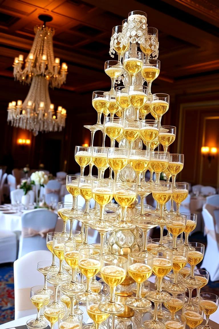 Champagne Tower - 24 Glamorous Wedding Ideas