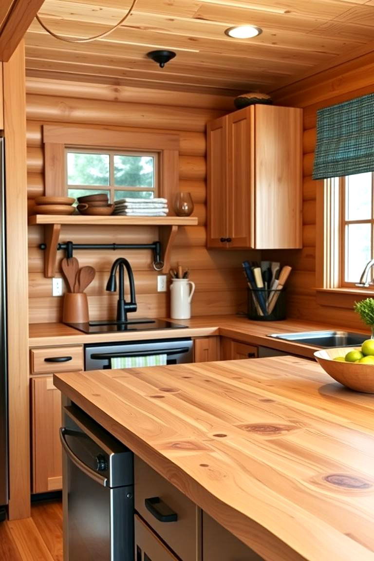 Characterful Knotty Pine Countertop - 24 Wood Countertop Ideas