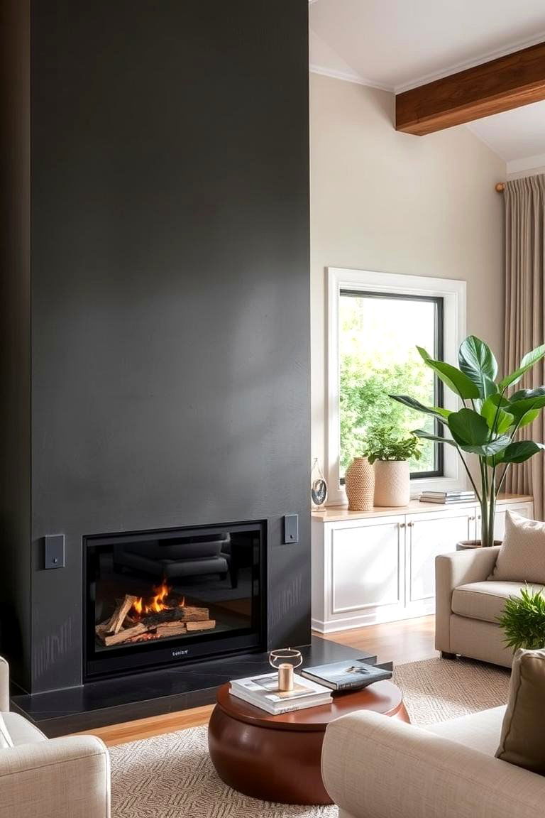 Charcoal Gray Fireplace - 24 Fireplace Paint Ideas