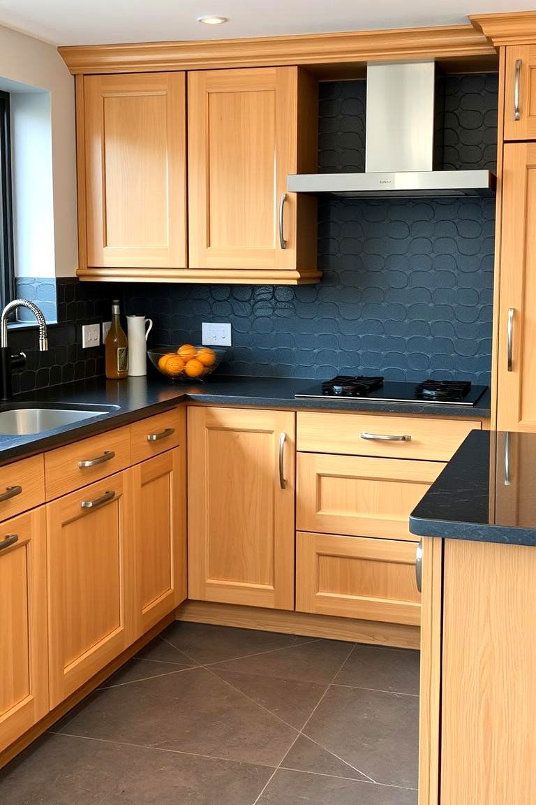 Charcoal Gray Quartz - 24 what color countertops go with oak cabinets