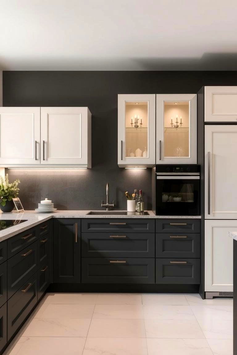 Charcoal Gray and Off White - 24 Two Tone Kitchen Cabinet Ideas