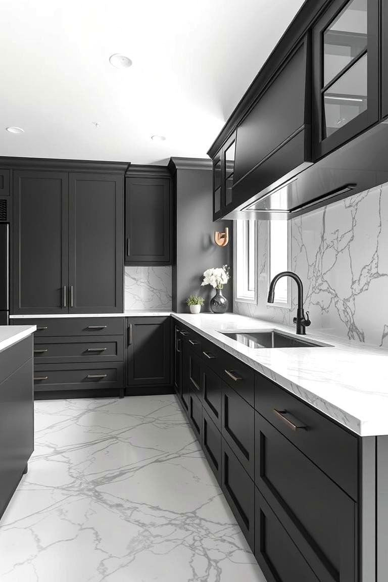 Charcoal Gray with White Marble for Luxury and Sophistication - 24 Gray Kitchens