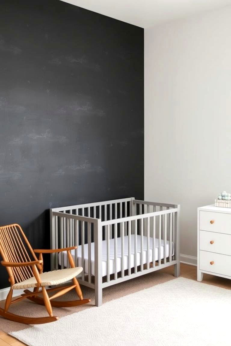Charcoal Grey Feature Wall - 24 Grey Nursery Ideas