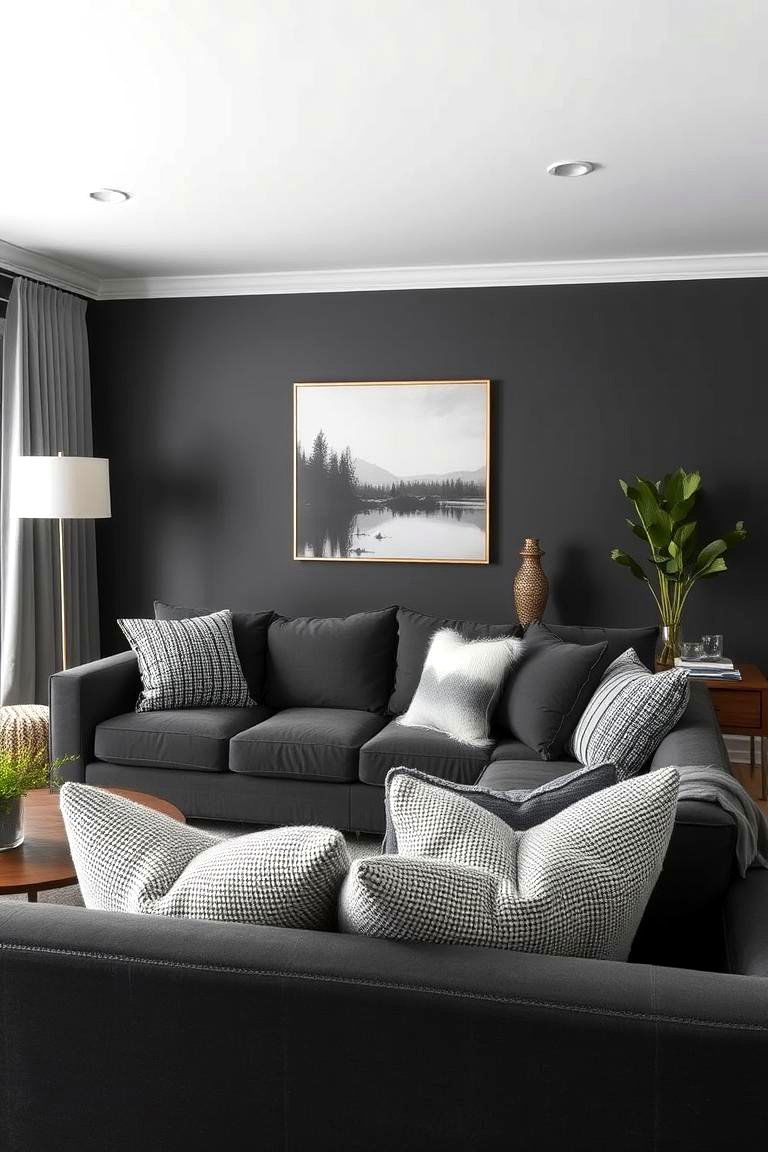 Charcoal Monochromatic Living Room - 24 Monochromatic Living Room Ideas