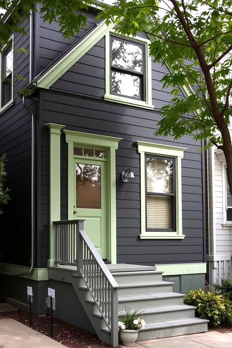 Charcoal and Light Green - 24 Exterior Garage Lighting Ideas