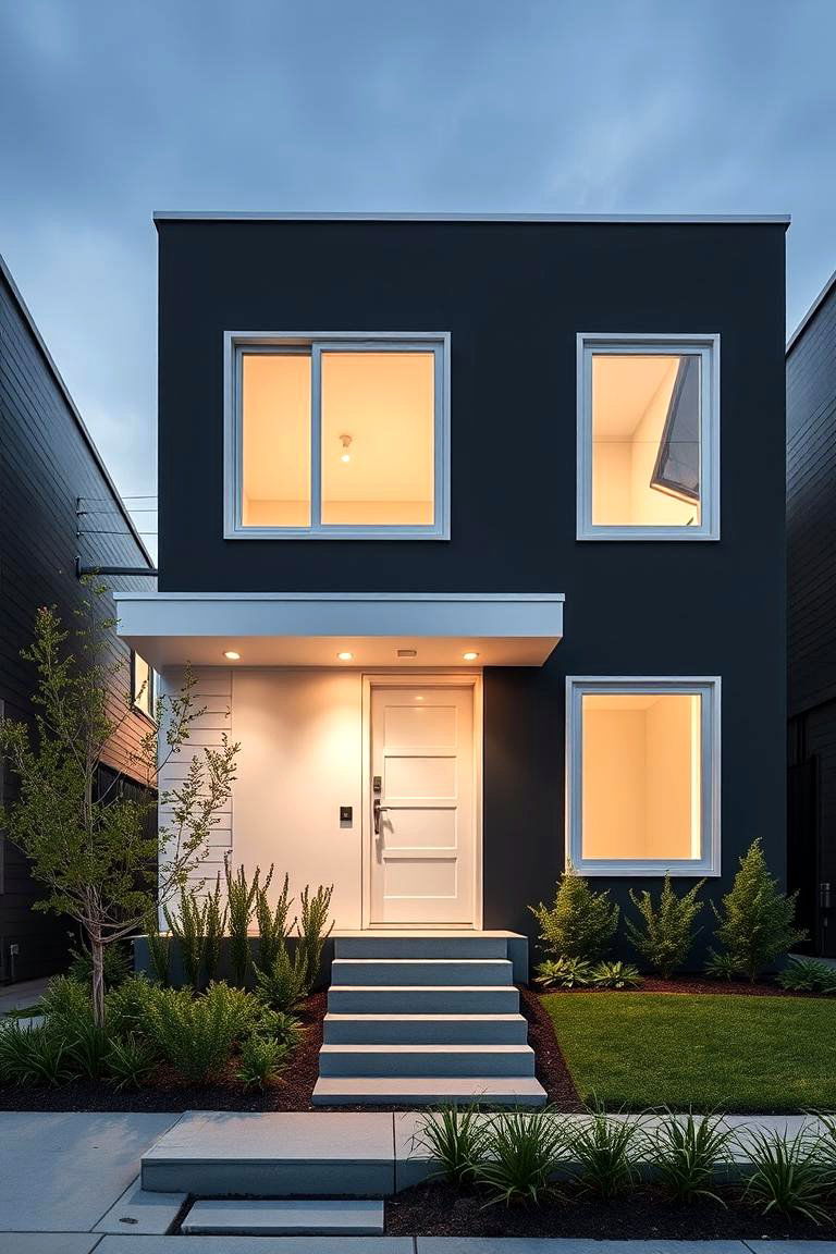 Charcoal and White - 24 Exterior Garage Lighting Ideas