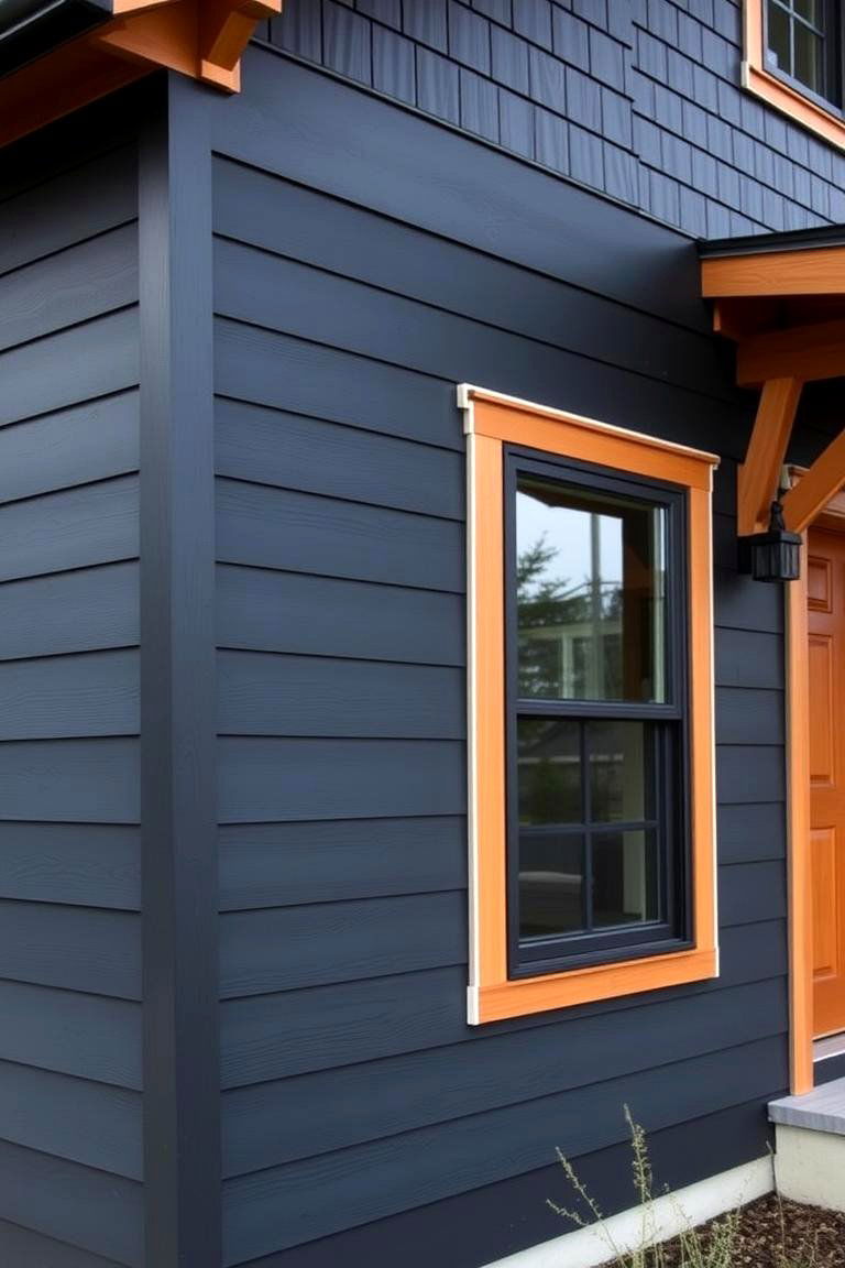Charcoal with Blue Hints - 24 Paint Colors for a Modern Black House With Cedar Accents