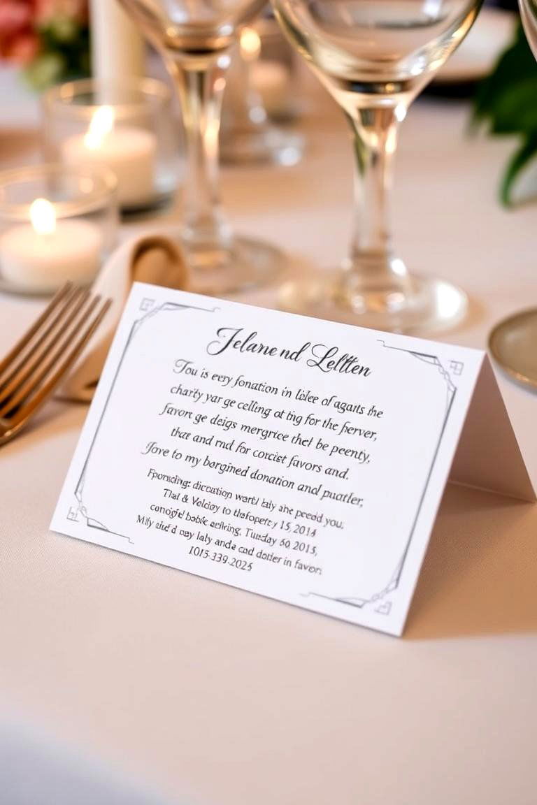 Charity Donation in Lieu of Favors - 24 Wedding Reception Ideas
