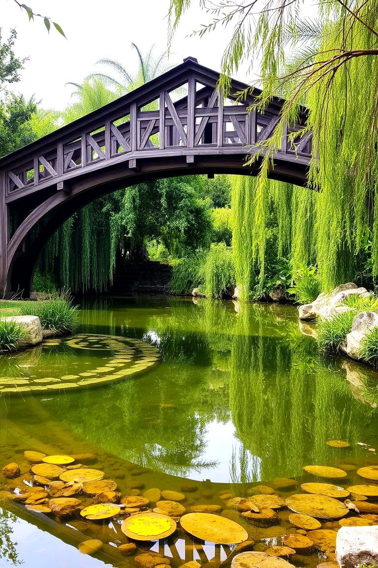 Charming Bridge Over Pond - 24 Pond Landscaping Ideas