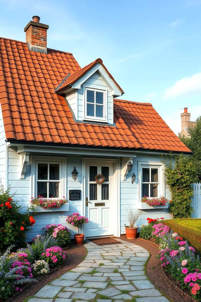 Charming Cottage Feel - 24 blue exterior home with a brown roof ideas