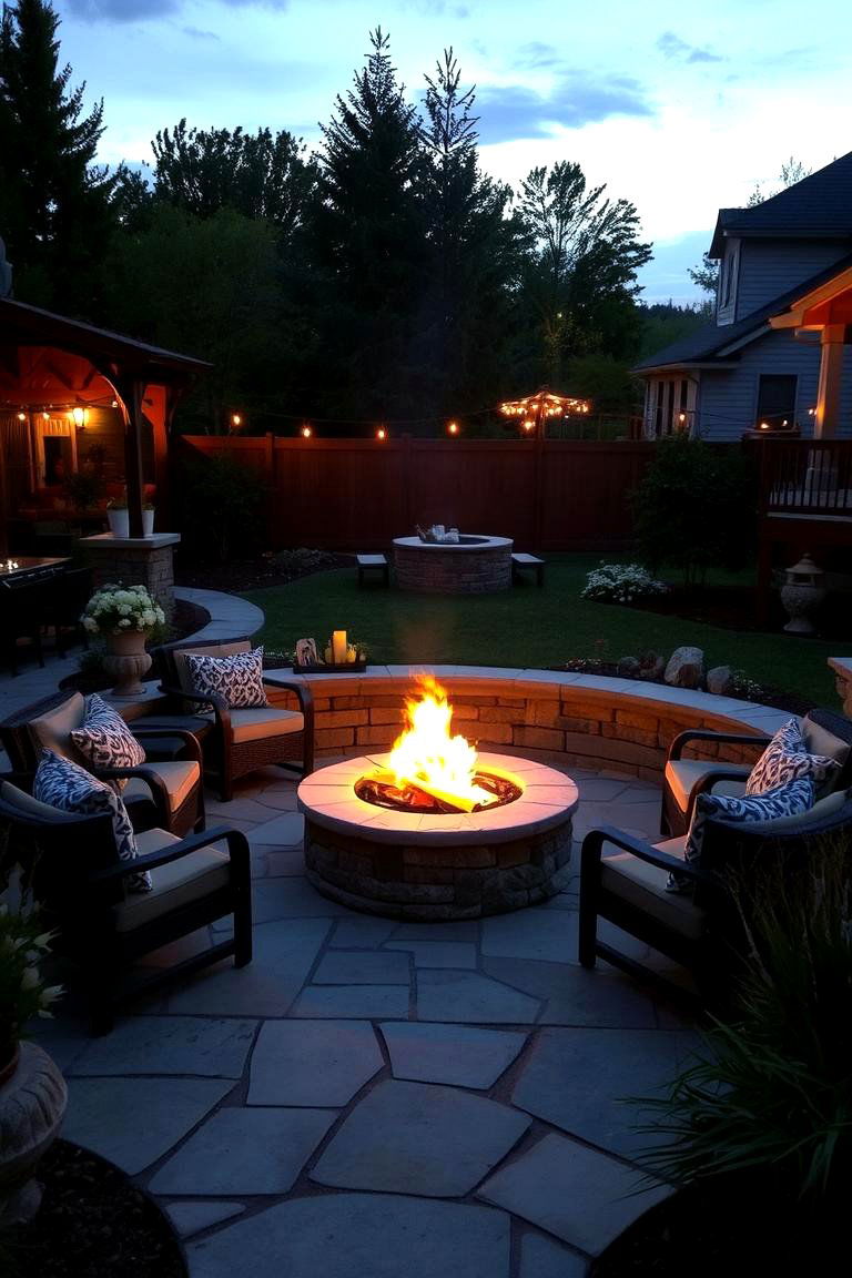Charming Evening Fire Pit Area - 24 Large Backyard Ideas