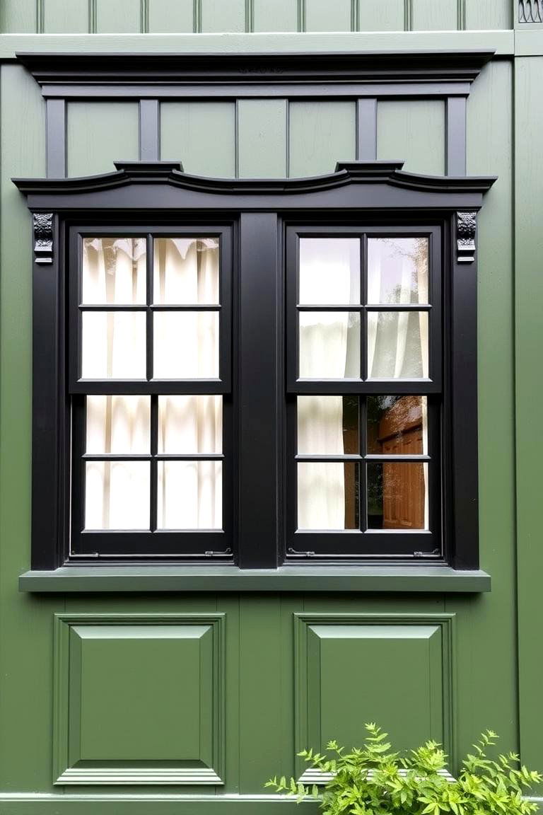 Charming Facade Details - 24 Green House Exterior With Black Trim