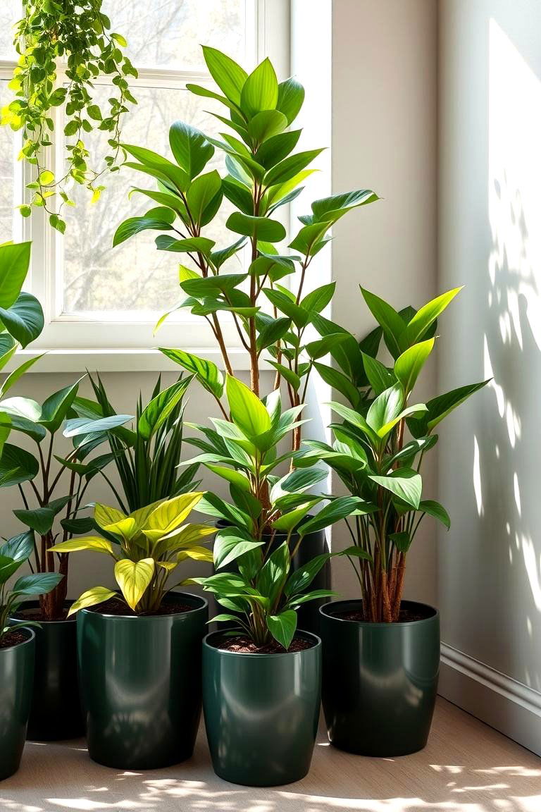 Charming Indoor Plants with Dark Green Pots - 24 Dark Green Nursery Ideas