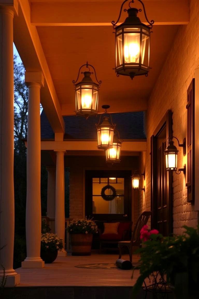 Charming Lantern Lighting - 24 Rustic Front Porch Ideas