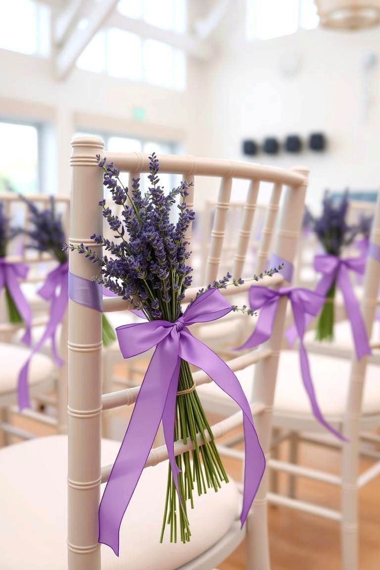 Charming Lavender Chair Decorations - 24 Lavender Wedding Ideas
