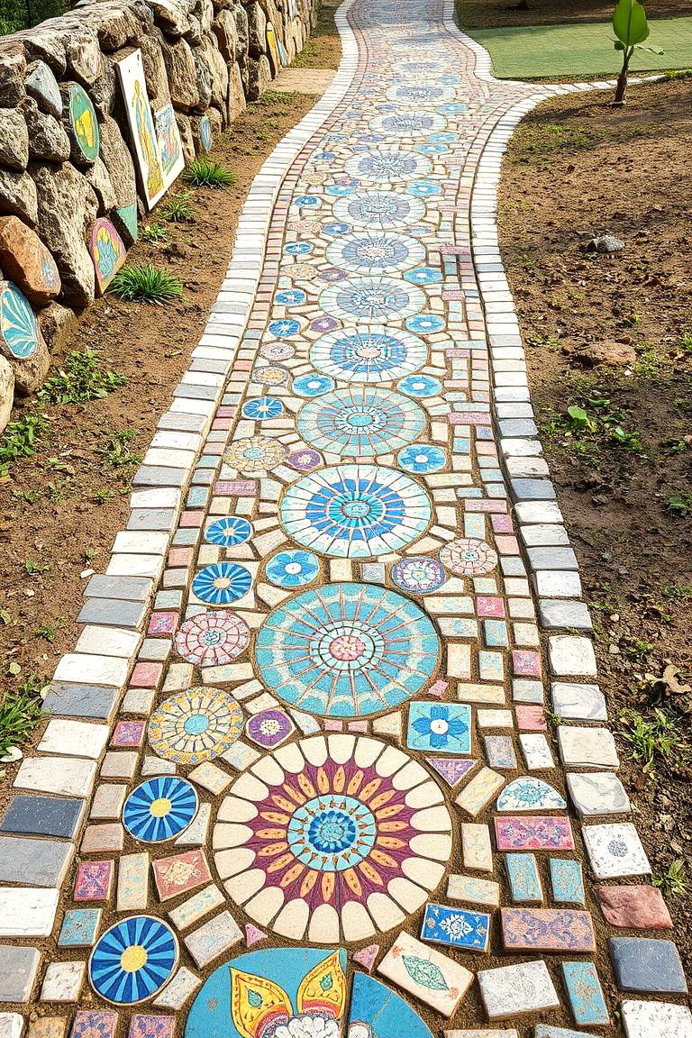 Charming Mosaic Trail - 24 Front Walkway Ideas